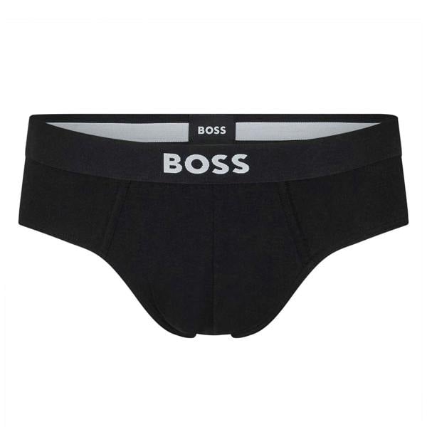 Boss Mens Logo Cotton Briefs (Pack of 3) - Black - 