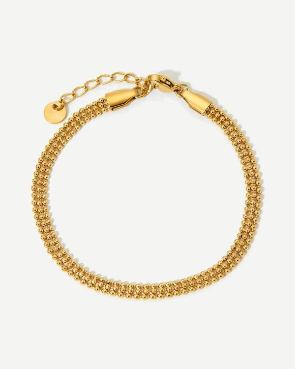Elk & Bloom Triple Beaded Satellite Chain 14K Gold Link Bracelet