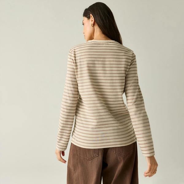 Regatta Womens/Ladies Federica Stripe Long-Sleeved T-Shirt - Light Vanilla/Mocha - 