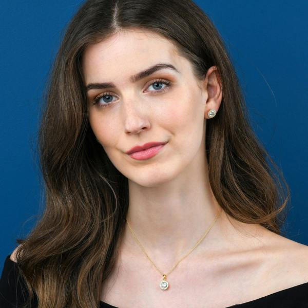 namana Gold Plated 925 Sterling Silver Round Halo Pendant Necklace For Women