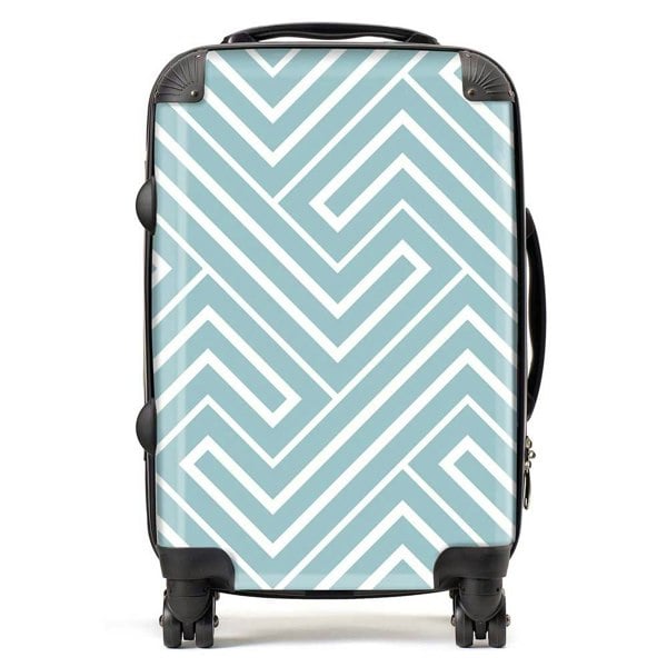 Warren Reed Blue And White Geometric Pattern Suitcase