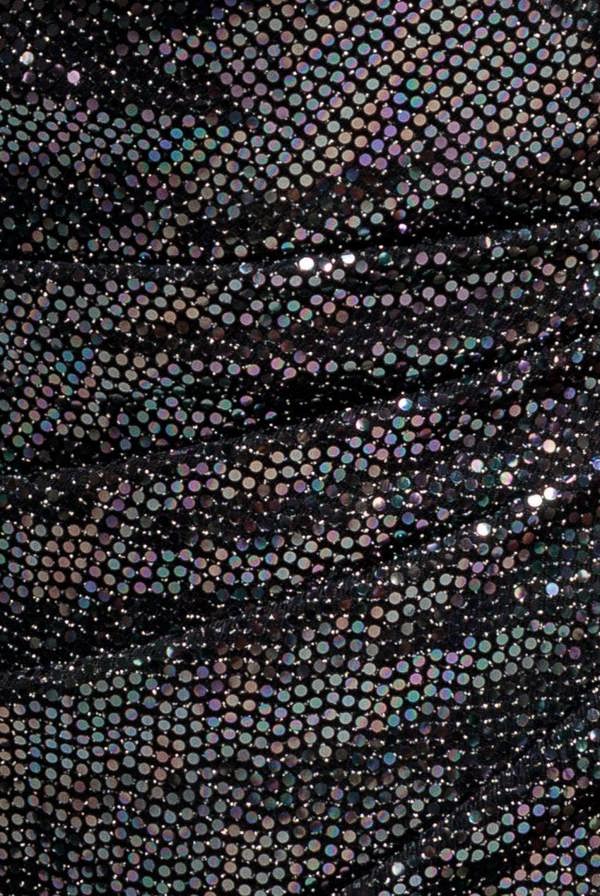 Asymmetric One Shoulder Front Split Sequin Maxi Dress - Black Multi DR5331