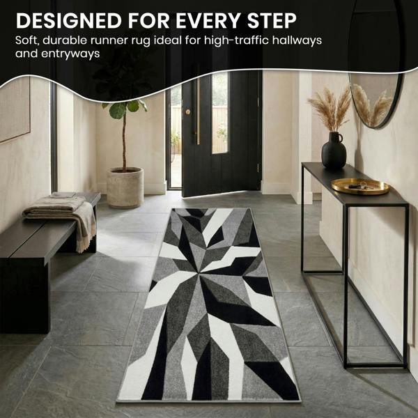 Smart Living Carved Rug Contemporary - Grey Black