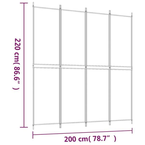 Berkfield 4-Panel Room Divider Anthracite 200x220 cm Fabric