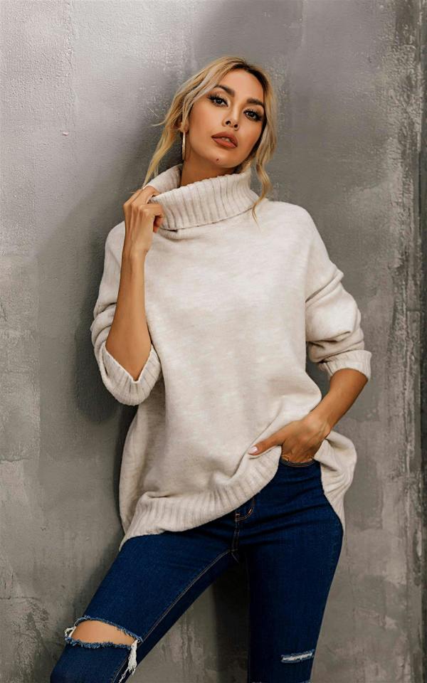 FS Collection Jumper Top With High Neck In Cream