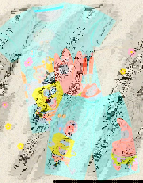 SpongeBob SquarePants Boys Multicoloured Character Pose Short Sleeve Short Leg Pyjama Set