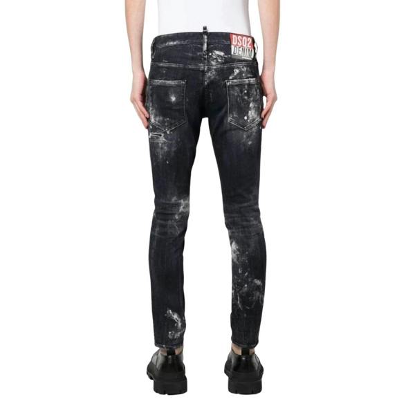 DSQUARED2 Super Twinky Jean Destroyed Paint Effect Black Jeans W28