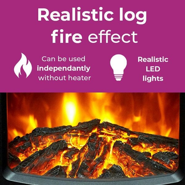 Neo Direct Neo Black Electric Fire Heater with Log Store, 1000W / 2000W