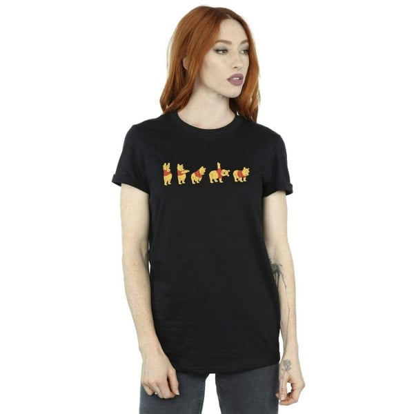 Disney Womens/Ladies Winnie The Pooh Stretching Cotton Boyfriend T-Shirt - Black