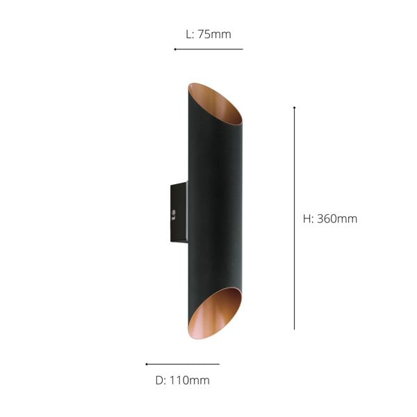 EGLO Agolada 2-Light Copper And Black Exterior Wall Light