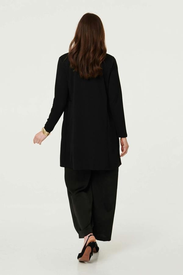 Black | Open Front Longline Coatigan
