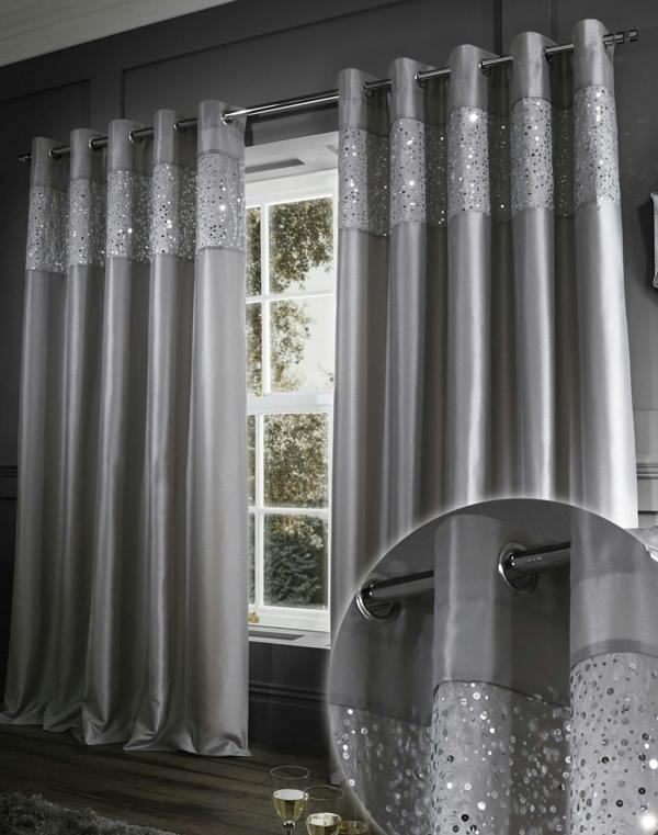 Bianca Glitzy Silver Curtains