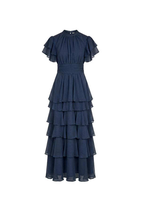 James Lakeland Tiered Ruffle Maxi Dress – Navy