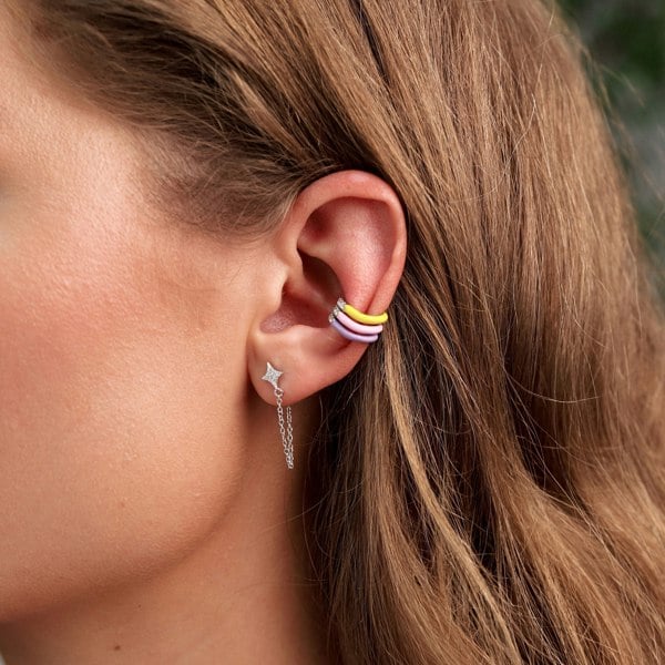 Gold Trip Enamel Wave Ear Cuff - Purple