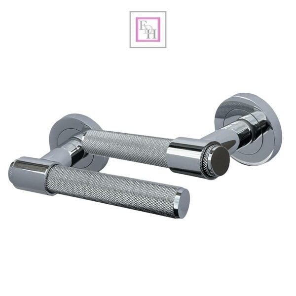 EDH Door Hardware Knurled Polished Chrome Door Handles – Internal Lever Handle Packs with Fixings