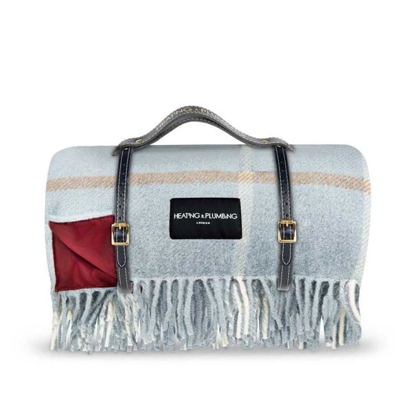 Heating & Plumbing London Pure New Wool Picnic Blanket - Duck Egg Checks