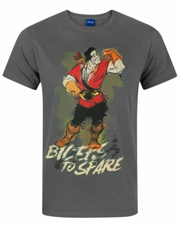 Disney Mens Grey Gaston Short Sleeved T-Shirt