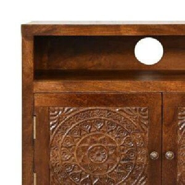 Wyld Haus Talloires Antique Style Cabinet Entertainment TV Media Unit 2 Doors Open Shelf
