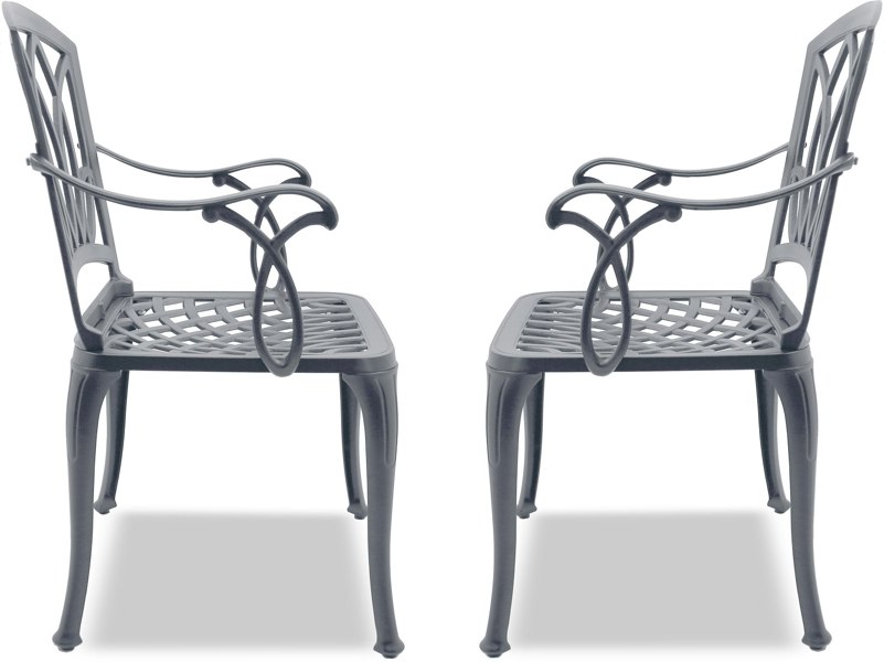 Centurion Supports Positano 2-Large Garden and Patio Chairs with Armrests in Cast Aluminium Grey