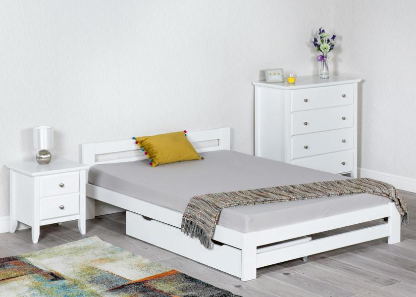 Mission TM Xiamen Pine Bed - White/Grey, 4 Sizes