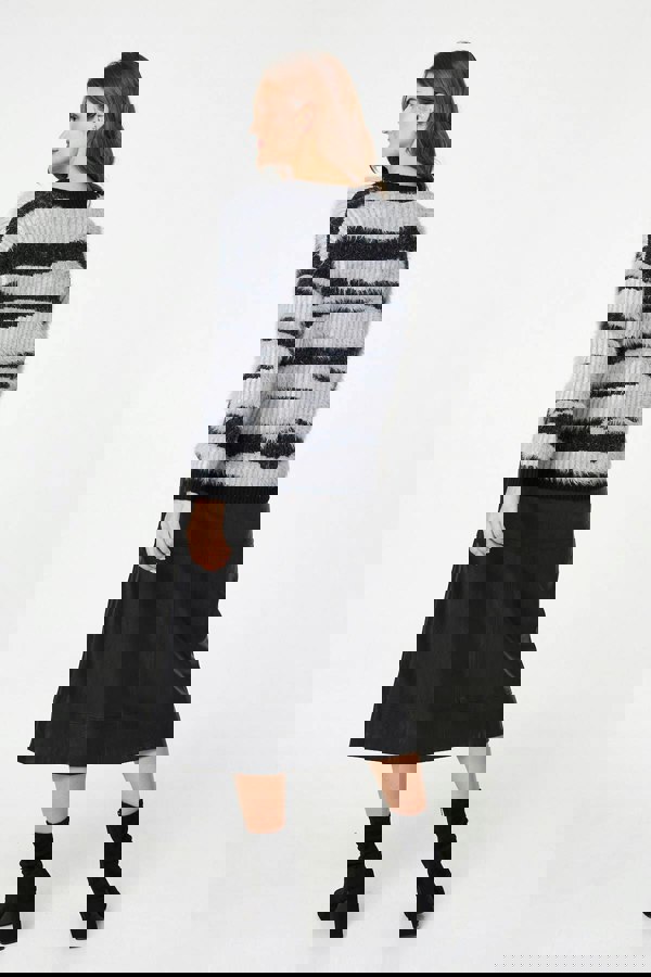 Grey | Zebra Print Textured Relaxed Jumper
