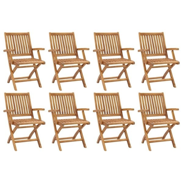 Berkfield Folding Garden Chairs 8 pcs Solid Teak Wood