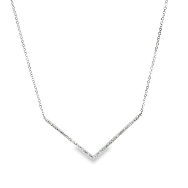 Reeves & Reeves 14K Solid White Gold Diamond Arrow Necklace