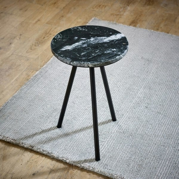 IH Design Miel Side Table With Black Marble Top & Metal Legs