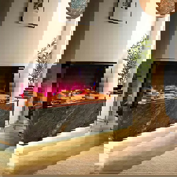 3-Sided Panoramic Smart Electric Fireplace with Customizable Flame & Heating Control Living and Home 40 inch