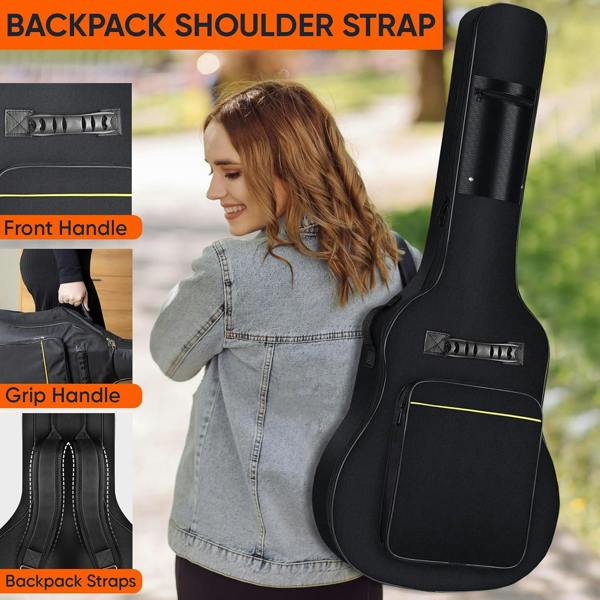 40–41 Inch Acoustic Guitar Gig Bag, Waterproof Padded Carry Case with Backpack Shoulder Straps, Handle and Protective Storage for Classical Guitars
