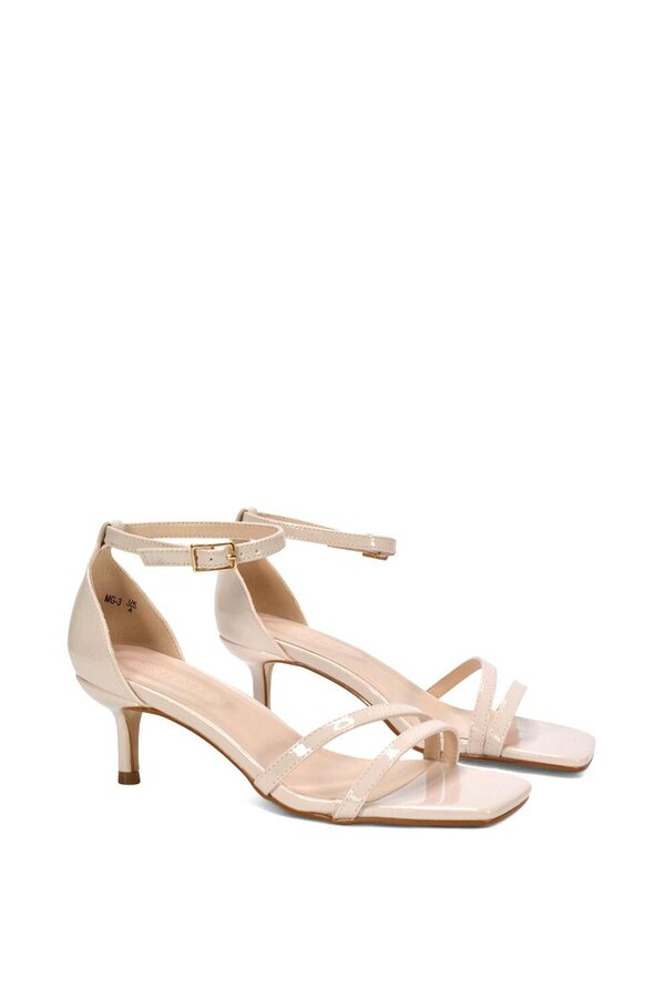 XY LONDON Open Toe Strappy Low Kitten Heel Sandal Shoes