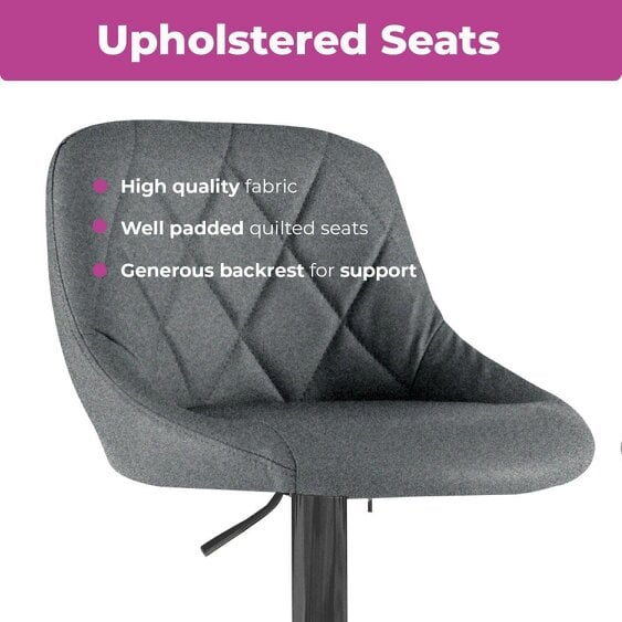 Neo Dark Grey Fabric & Black Steel Bar Stool Set of Two