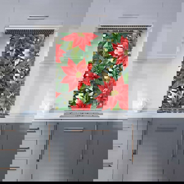 Warren Reed - Designer Poinsetta Watercolour Kitchen Splashback