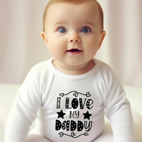 Personalised Black & White I Love My Daddy Baby Grow, Vest or Bib with Name
