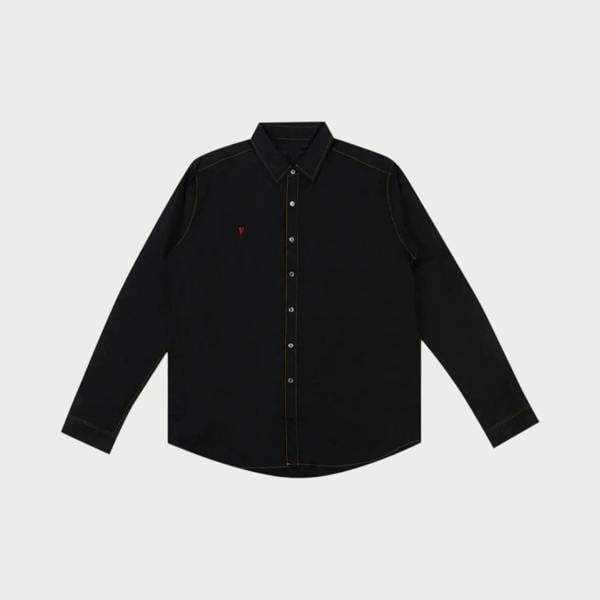 Long-Sleeve Shirt Button Black