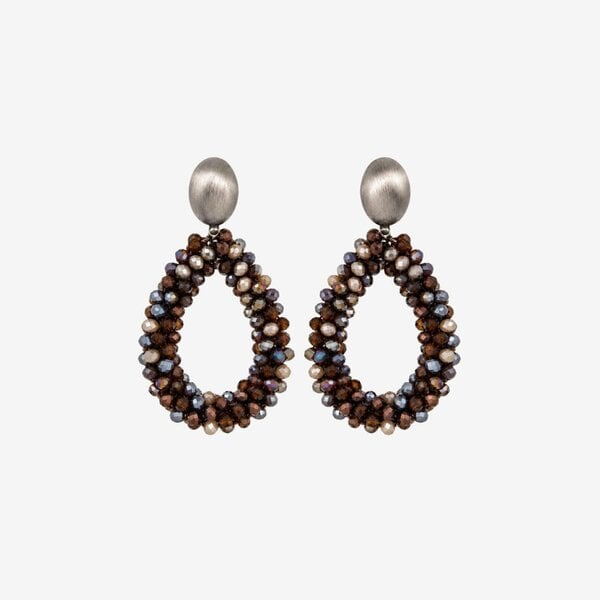 Uchi & Soto Hanabi Grey Glass Bead Statement Earrings
