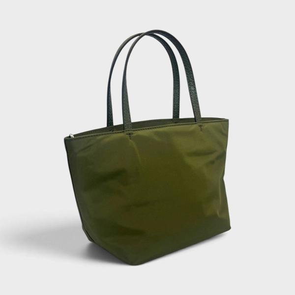 Tory Burch Nylon Mixed Materials Mini Tote Bag Green Khaki