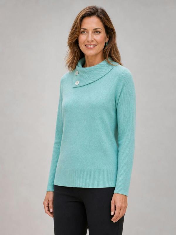 TIGI Split Cowl Neck With Buttons Top.