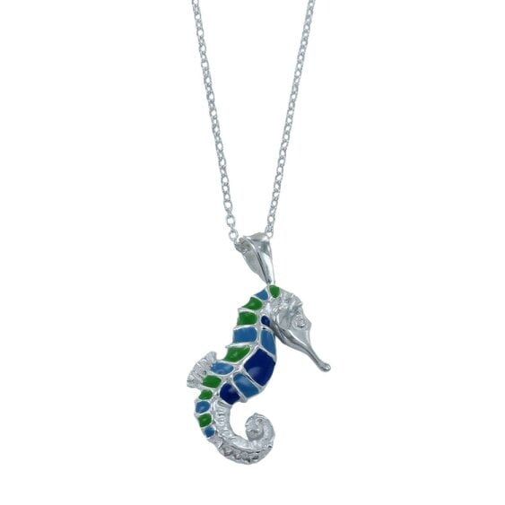 Reeves & Reeves Enamel Seahorse Necklace