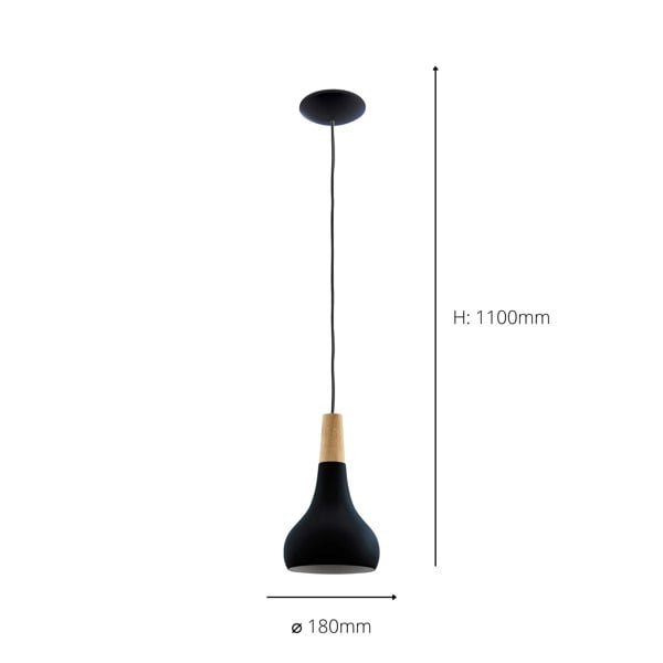 EGLO Sabinar Metal/Wood Single Pendant Light