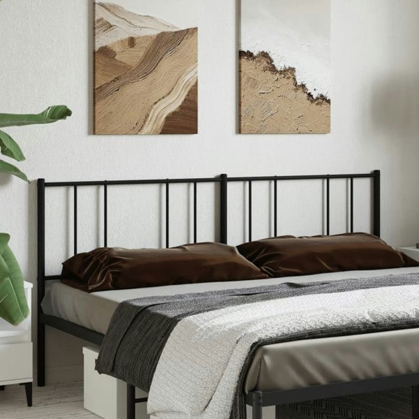 Berkfield Metal Headboard Black 200 cm