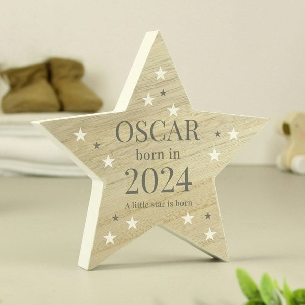 Personalised Memento Company Personalised Born In Wooden Star Ornament