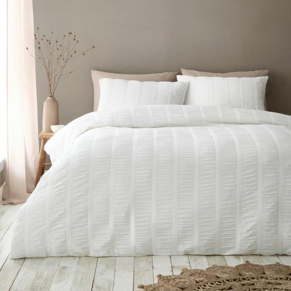 Pineapple Elephant Waffle Seersucker Duvet Cover Set White