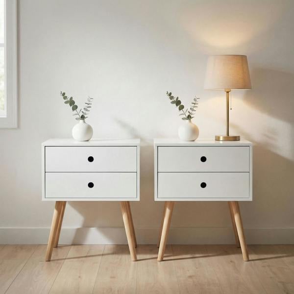 Core Products Set of 2 Scandia Shaker 2-Drawer White Bedside Cabinets