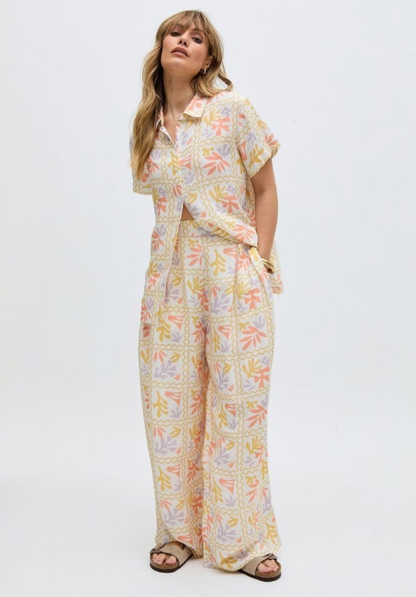 Matisse Button Down Patchwork Floral Print Shirt In Multi