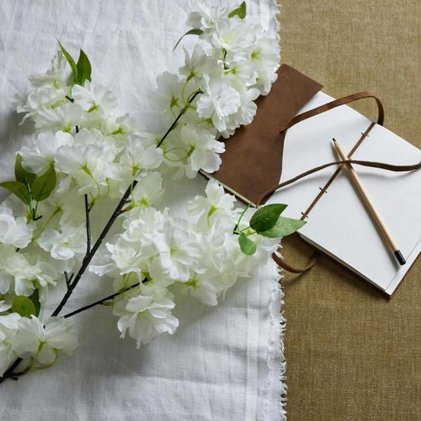 Wyld Haus Set of 3 Artificial Flowers Large White Full Cherry Blossom Stems