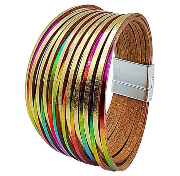 One Of A Kind Club Electric gold and multicoloured wide twisted bracelet