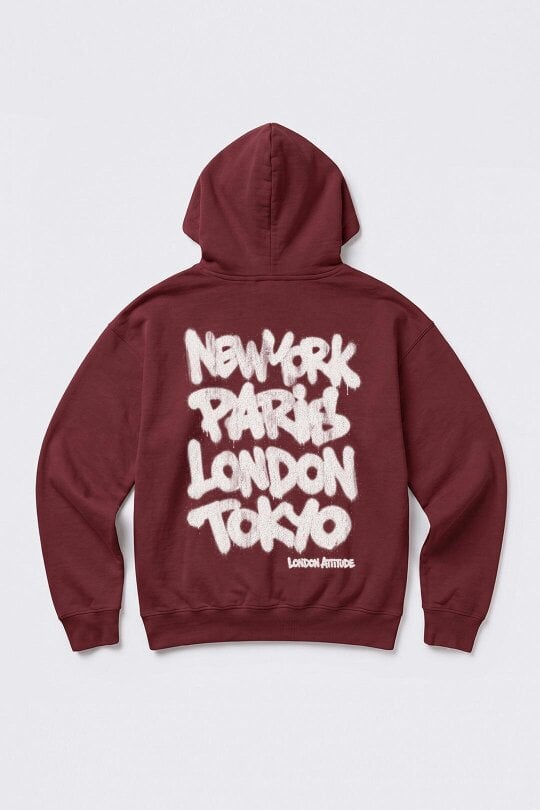 London Attitude Oversized Heavyweight City Graffiti Hoodie