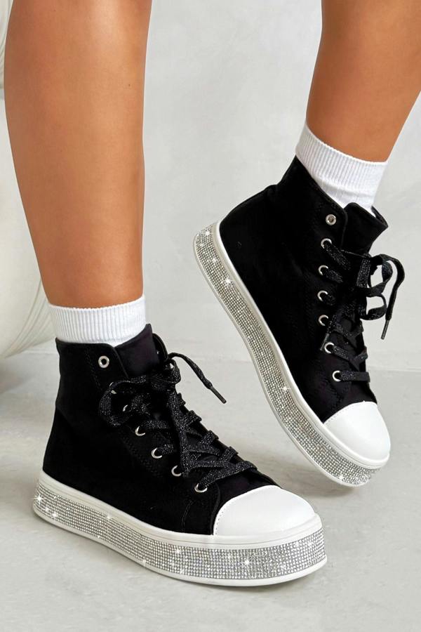 Crystal Canvas High Top Trainers Black
