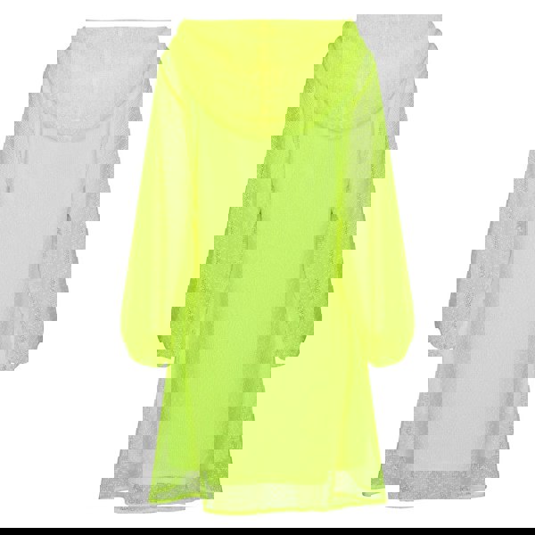 Plus Size Aphrodite Neon Lime Holiday Resort Dress with matching hot pink undergarment and hoodie on mannequin. Short Version as a cut out from the black.